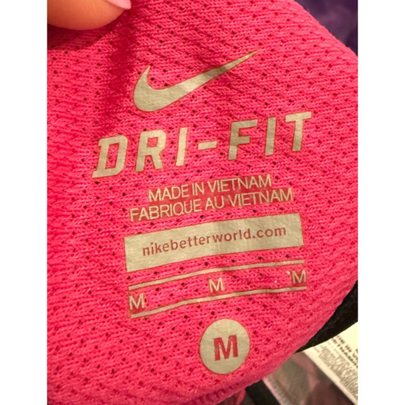 Nike Tank Top Women's Medium Black Pink Polyester Dri Fit Racerback Workout Top - Picture 3 of 8